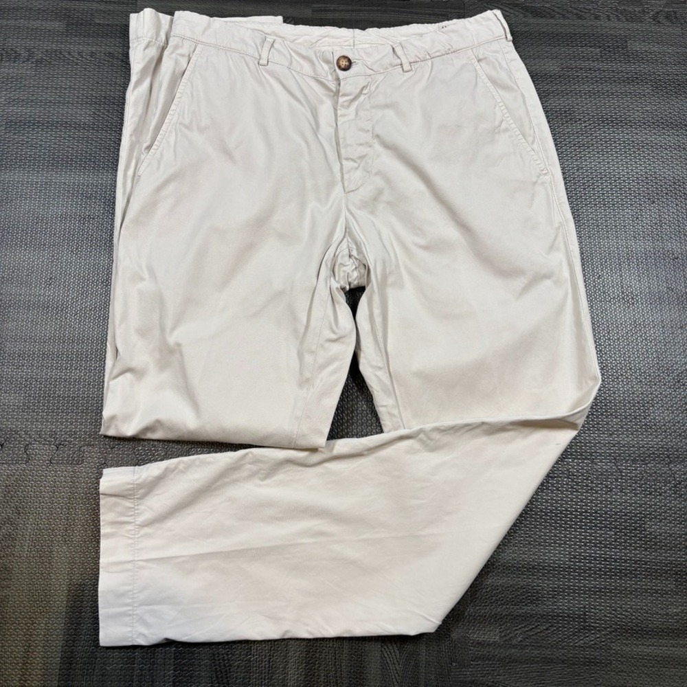 Brunello Cucinelli Pants Mens 5 (32x31) Gray Cotton Chino Trouser Italian Italy